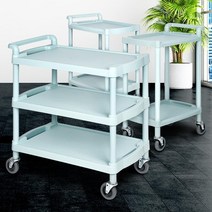 2/3단 블랙 그레이 플라스틱 식당카트 청소 실험실 써빙카트 핸들카트 밀차, 1개, W201 3단 대 민트그레이