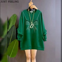 JUST FEEL!NG 빅사이즈맨투맨 여성원피스 라운드넥 프릴 캐주얼 슬림핏 패션 롱원피스 예쁜 심플 원피스