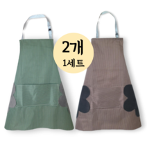굿초이스 방수&핸드타월 앞치마 1+1, 그린+브라운