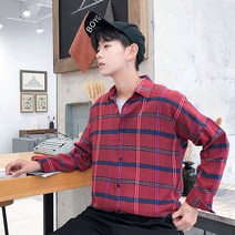 CØupang ⁀‿⁀남성 배색체크무늬 셔츠 남방 캐주얼룩 데일리패션 봄가을셔츠 스트릿패션 레이어드패션 체크셔츠 남성긴팔남방Ｇo질라몰