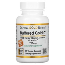캘리포니아 골드 뉴트리션 California Gold Nutrition Buffered Gold C 아스코르브산 나트륨(비타민C) 750mg 베지 캡슐 60정, One Color, One Size, 1개