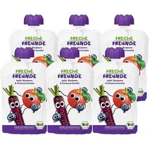 독일 FRECHE FREUNDE 1살 사과 블루베리 흑당근 아기 과일 퓨레 스퀴즈 파우치 6X100g, 1팩, 100g
