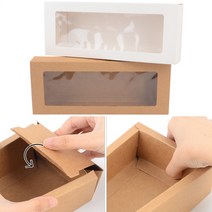 직사각 투명창상자 창박스 크라프트선물박스 박스케이스 서랍박스, 브라운