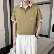 카라셔츠 고퀄리티 심플 이니셜 블러킹 카라넥 인쇄 플라워 반팔 티셔츠 PL56P50 특별 통제하다 78 4993758470
