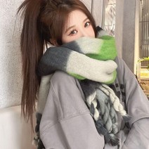 ZDD 겨울 여성 꽈배기 수술 머플러 배색 캐시미어감촉 소프트 목도리 숄 데일리