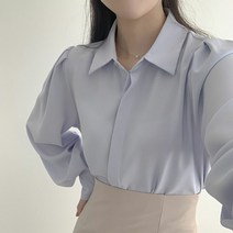 박남매 / 링클프리 어깨퍼프 히든버튼 블라우스 P0007812