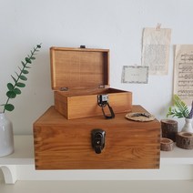 열쇠 보물상자 나무 원목정리함 빈티지수납함 비밀 상자 귀중품 보관, S