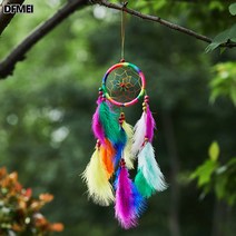 DFMEI 목주 드림캐쳐 공예품 홈 깃털 장식 순수 손으로 뜨개질 풍경 일한방 장식품, DFMEI 채색, 11cm