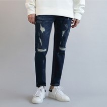 디벨로 남성용 데미지 워싱 9부 빈티지진 디스트로이드진