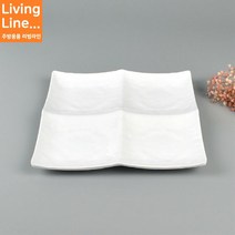 Kitchen 대형 사각 분할 접시 4칸 나눔 화이트 블랙 칸칸 접시 업소용 가정용 고급 접시, ♥Kitchen_날개정사각4찬 백스톤 DS-6519♥, 1개