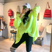 매드시스터 여성용 레이 오버핏 맨투맨 빅사이즈 가오리핏