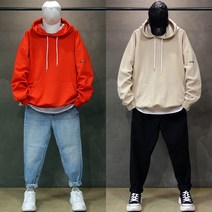 오버홀릭 오버홀릭 오버핏 무지 후드티 남자 티셔츠 커플 티