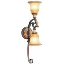 Livex Lighting 8572-63 Villa Verona 2 Light Verona 청동 마감 벽 Sconce with Aged Gold Leaf Accents