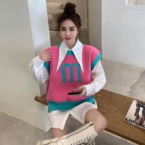 M 니트 스웨터 조끼