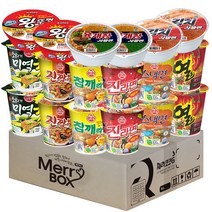 메리박스 소컵라면세트 18개(진라면매운맛+열+진짬뽕+스낵면+참깨+미니왕뚜껑+쇠고기미역국+육개장사발+김치사발)
