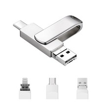Kcwen 핸드폰 외장메모리 OTG 아이폰 USB 메모리 3in1, 256GB