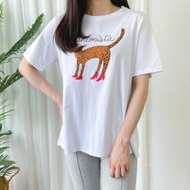 요시아나 [당일발송] 구두신은 치타 프린팅 티셔츠 -2컬러