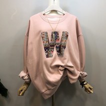 [라임브릿지] 레트로 더블유 라운드 기모 맨투맨