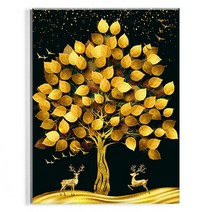 오로라데코덴 캔버스형 보석십자수 30x40cm, MK022 금빛 나무와 사슴