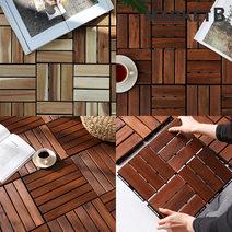 조립식 마루 베란다 이케아 룬넨 데크 타일 바닥 원목+브랜디홈가방 / 이케아 룬넨 조립식 타일 현관 인테리어 바닥재 데크 나무 셀프 깔판 우드 세탁실 데코, 01.원목조립마루 10P 내추럴+장바구니