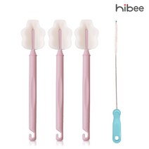 하이비 몽글이 텀블러 병 세척솔 롱와이드3p+빨대브러시1p(컬러랜덤), 1.인디핑크