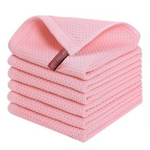 Kitinjoy 100% 면 주방 행주 접시 건조용 와플 직조 접시 타월 매우 부드럽고 흡수력이 좋은 빠른 건조 접시 걸레 30.5 x 30.5cm(12 x 12인치), Pink, Dish Cloths 12 in x 12 in