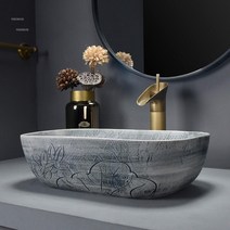 탑볼 세면대 세면기 레트로 욕실 싱크대 유럽 조리대 홈 세라믹 미니 타원형 화장실 오버헤드, 03=Bambootap