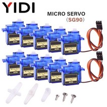 2451020pcs Arduino 아날로그 마이크로 서보 모터 SG90 9G RC 자동차 장난감 비행기 고정 날개 헬리콥터 항공기 모델 180 360, Metal 180 Degree, 20PCS