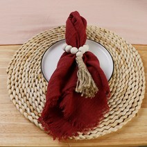 천 린넨 디자인 호텔 재사용 리유저블 냅킨 웨딩 테이블 데쿠 파주 42x42cm 국가 더스티 블루 100 면 손수건 소박한 10 피스, [11] wine red
