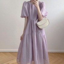 허그허그 세미퍼프 실루엣 원피스