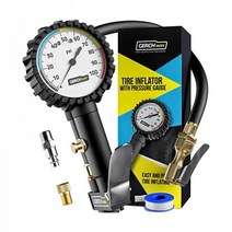 압력 게이지 및 긴 호스가 있는 타이어 팽창기 - 공기 압축기 부착용 게이지가 가장 정확하고 튼튼한 에어 척 100PSI