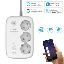 스마트 Wi-Fi 멀티탭 원격제어 플러그 3구 콘센트+4구 USB 포트, 화이트