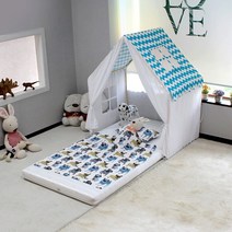 키즈돔 빅 하우스 싱글침대:지그재그 블루/플레이텐트/캐노피침대, 없음