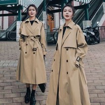 트렌치코트 여성 프렌치 기질 가을 패션 디자인 빈티지 코듀로이 루즈핏 더블 코트