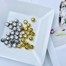 NEW)실버 골드 스마일 아크릴 비즈 펜던트(10개), 2컬러전부
