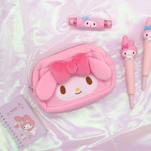 산리오 파우치 케이스 마멜 헬로키티 폼폼푸린 시나모롤 필통 페브릭 캐릭터 봉제 선물, 마이멜로디, 1개
