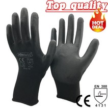 작업용방한장갑 PU 팜 코팅 안전 보호 장갑 니트릴 전문 공급 업체 24 개/12 쌍 작업, 02 PU1350-BLK_03 L
