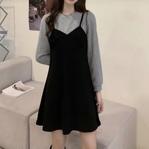 봄빛 배색 뷔스티에 레이어드 미니 로맨틱 원피스 61398