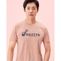 [21SS 헤지스 골프 남성]핑크 그래픽포인트 트리컬러 라운드티셔츠HUTS1B913P1
