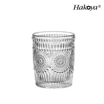 유럽풍 레트로 글라스잔(썬플라워 양각문양)/아이스커피잔 유리컵, 소-260ml(낱개), 상세페이지 참조