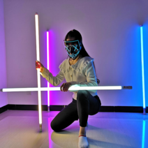 충전식 LED 무선 네온바 무대 조명 야외 경관바 축제 클럽 파티 라이트 공연 연극 콘서트, 웜 화이트, C, 90CM