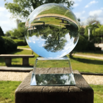 유리 구슬 소품 촬영 선물 집들이 인테리어 투명 크리스탈볼 수정 장식품, 12센티+크리스탈베이스