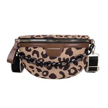 여성 가방 휴가 Crossbody 가슴 표범 무늬 지퍼 허리 Half Moon Luxury Women Fanny Pack, 2.Brown waist bag, 1개