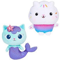 Gabby’s Dollhouse 케이키 캣 퍼리픽 장난감 봉제인형 7인치, Cakey Cat & Mercat 2-pack Bund