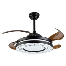 OBCGT 106.7cm(42인치) 조명 리모컨이 있는 모던 천장 선풍기 접이식 선풍기 실내 Fandaliers 팬 LED 기구 차고 욕실 주방 침실 거실용, 42inch fan lamp