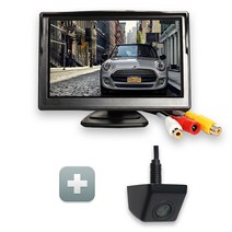 제임스오토 5인치 거치형 칼라모니터 후진시영상자동 전환 간편한 화면조정 주차가이드라인지원, 5인치거치형모니터+슈퍼리어후방카메라_블랙