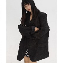 사이니지 블랙 블레이저 코트 여춘추 디자인 감각 뭇키 정장 긴팔 루즈핏 상의