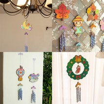[바이위즈] 나무 풍경 튜브벨 만들기 우드 DIY 공예 색칠 놀이 종 돌봄 교실 우드 공예 어린이 인테리어 소품 현관 문, 튜브벨(방패연)+스티커선물