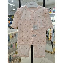 아가방[동아쇼핑점] 여름이월50% 무형광 신생아 여자아기 여름내의 7부내의 실내복 자갸드실켓 아유시원해 핑크어깨프릴 샤인꽃7부내의
