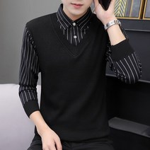 가을투피스 겨울 긴 소매 트렌드 체크 셔츠칼라 비지니스 풀오버 후드 솔리드 무지 니트 스웨터 디프그레이 4996793693